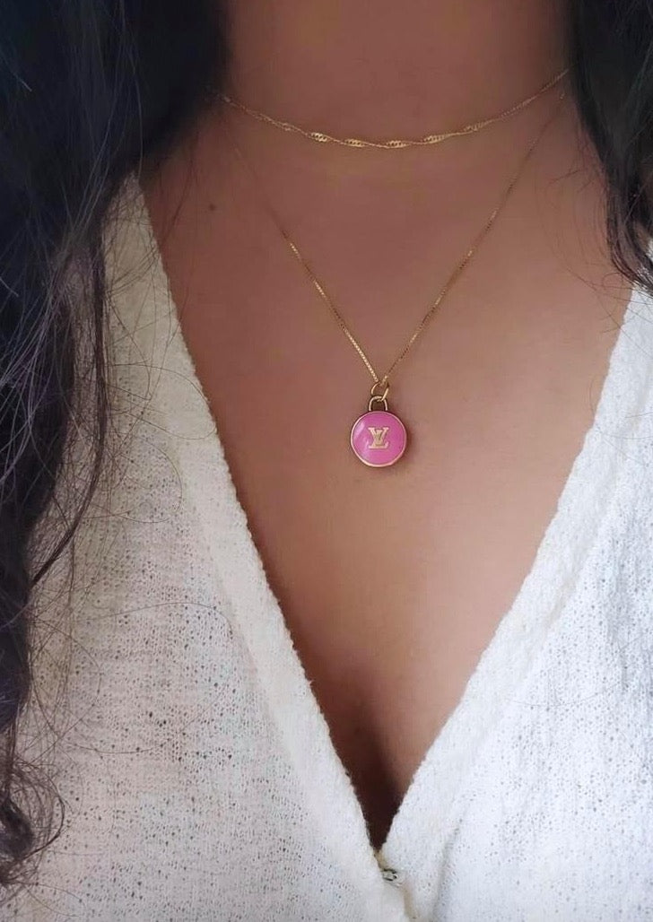 LV Red Flower Necklace repurposed