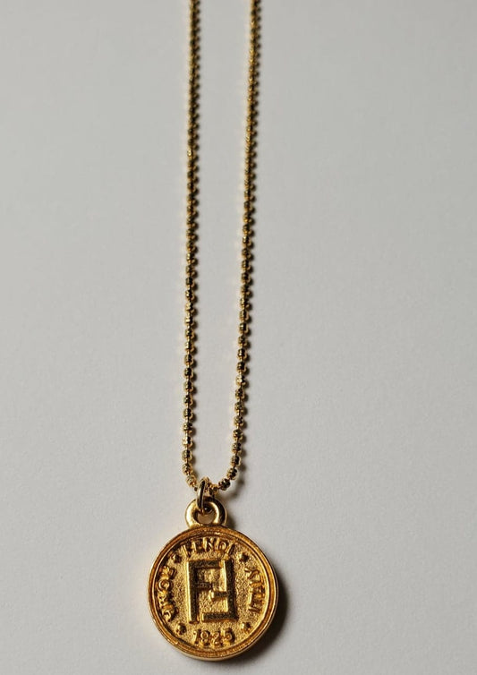 Fendi Logo Coin Necklace repurposed