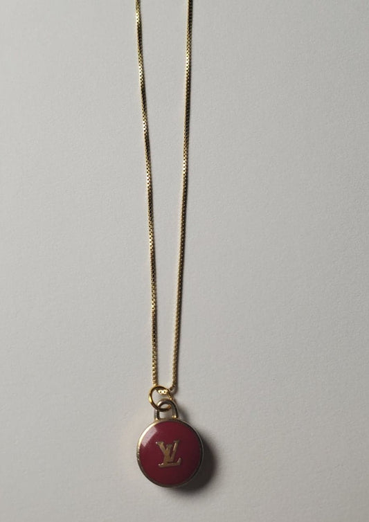 LV Logo Plum Necklace repurposed