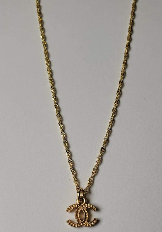 Textured Chanel Classic Logo Necklace