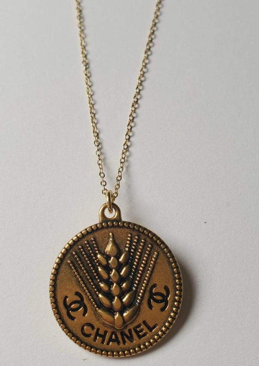 Chanel CC Antique Gold Coin on Dainty Chain repurposed