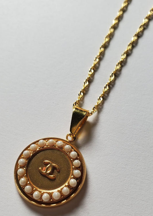 Chanel Gold & Pearl Necklace 18mm repurposed
